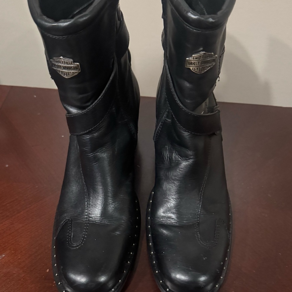 Harley-Davidson Black Moto Boots with Silver Accents